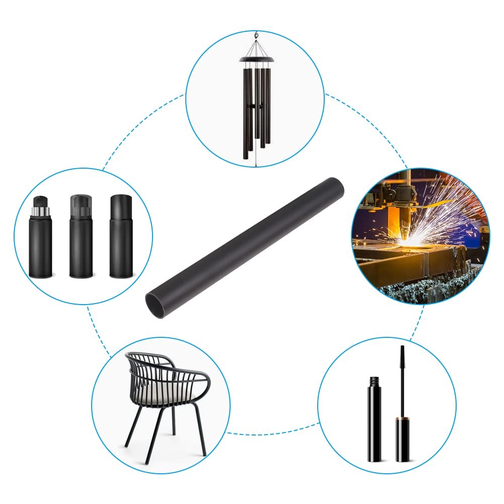 Feelers 1PCS Aluminum Tubing 1" (25mm) OD x 7/8" ID x 10" - 1PC, Black