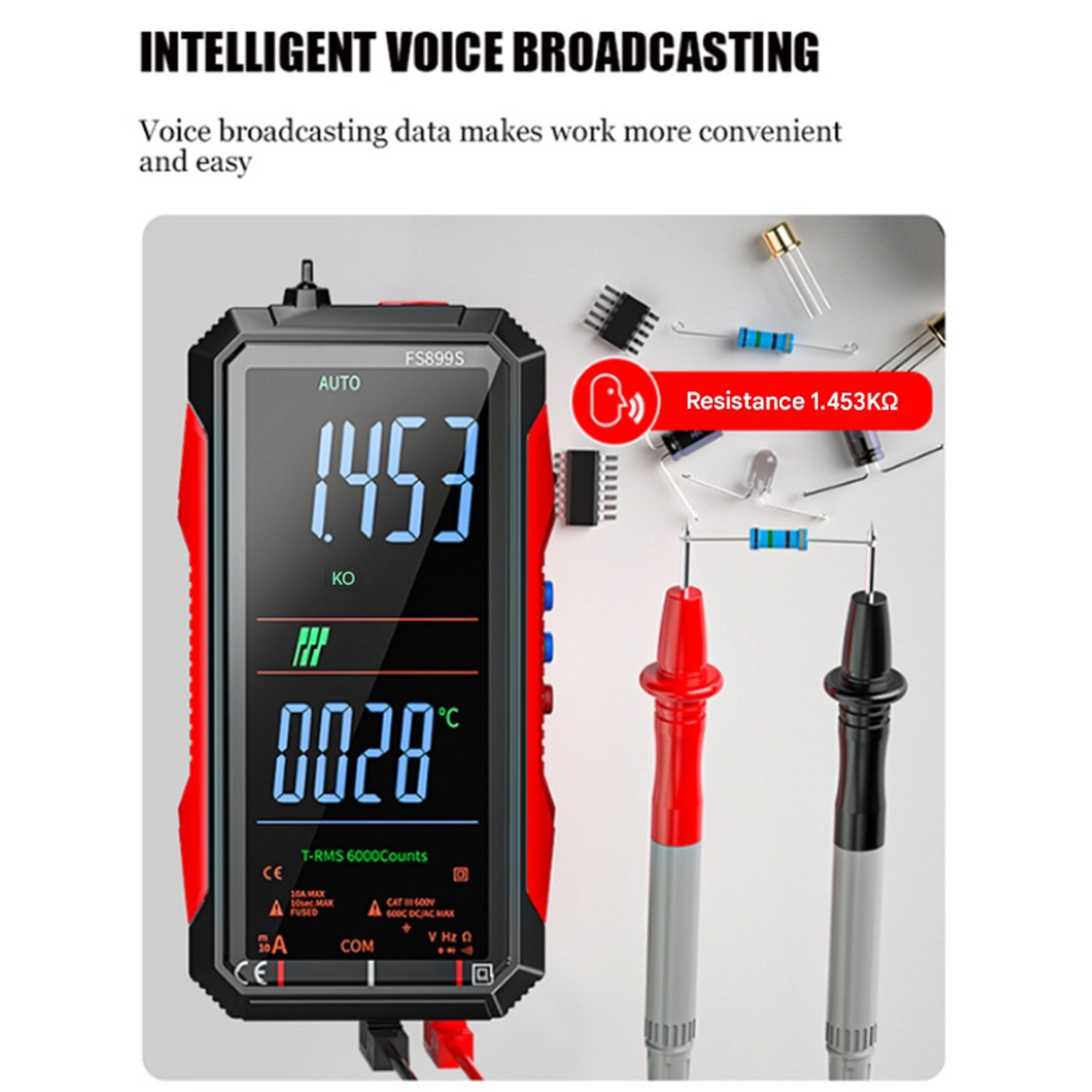 USB C Rechargeable Digital Multimeter with Large Display for Electrical Testing