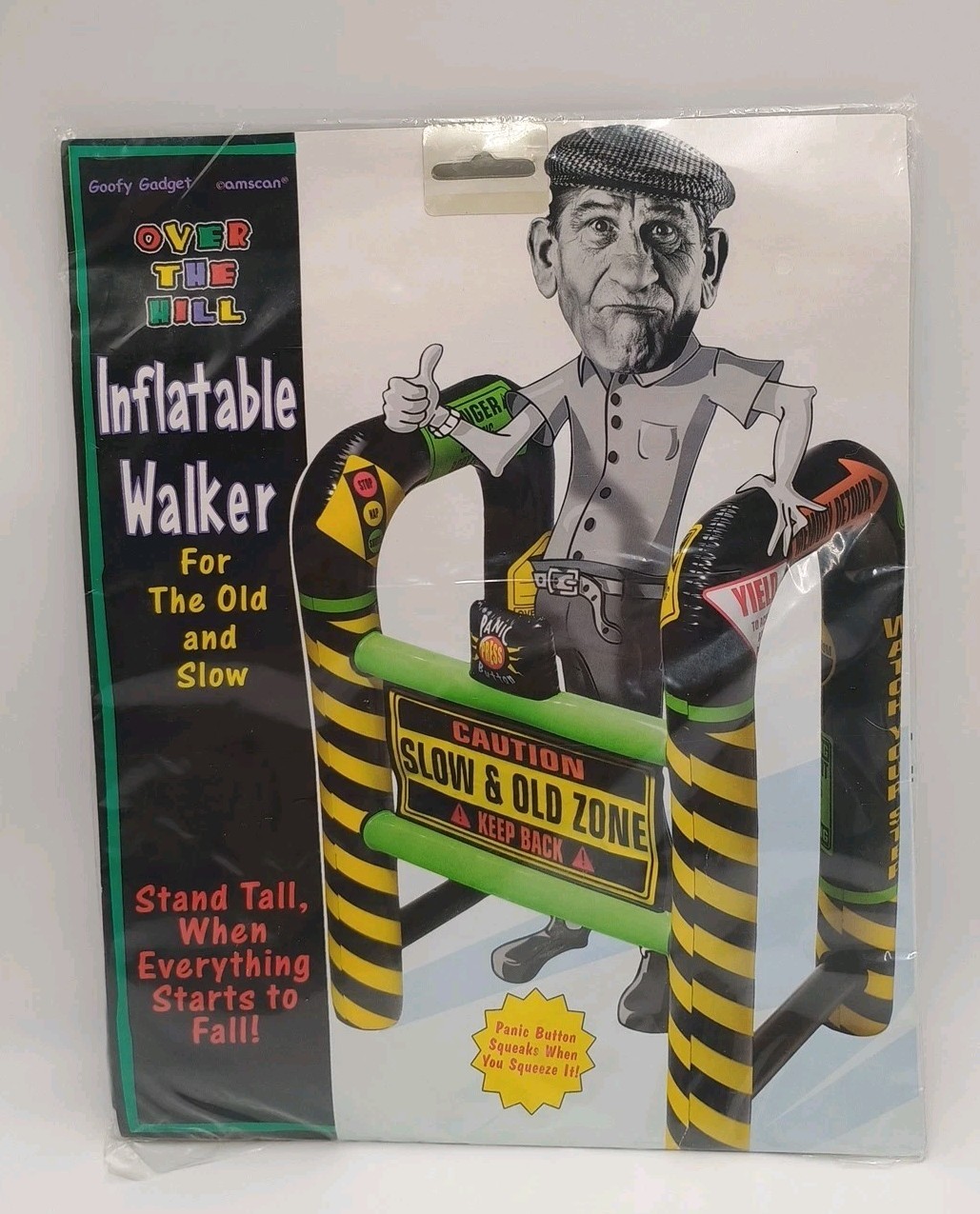 Over The Hill Inflatable Walker Gag Gift Costume Prop W/ Panic Button - New