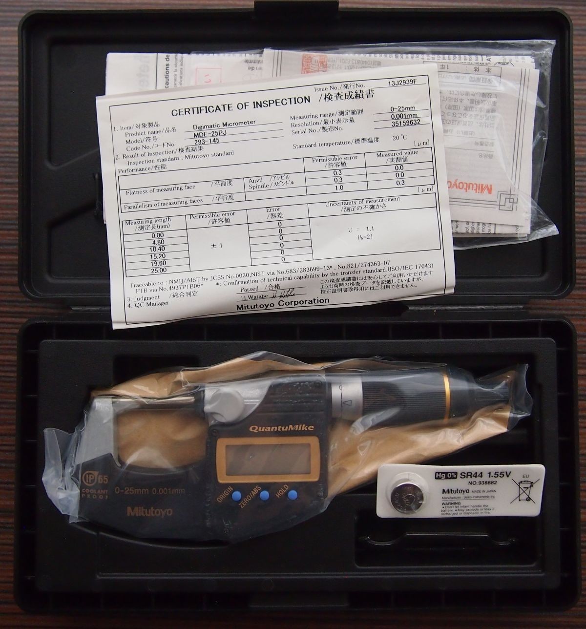 Mitutoyo QuantuMike Coolant Proof MDE-25PJ 293-145 NEW