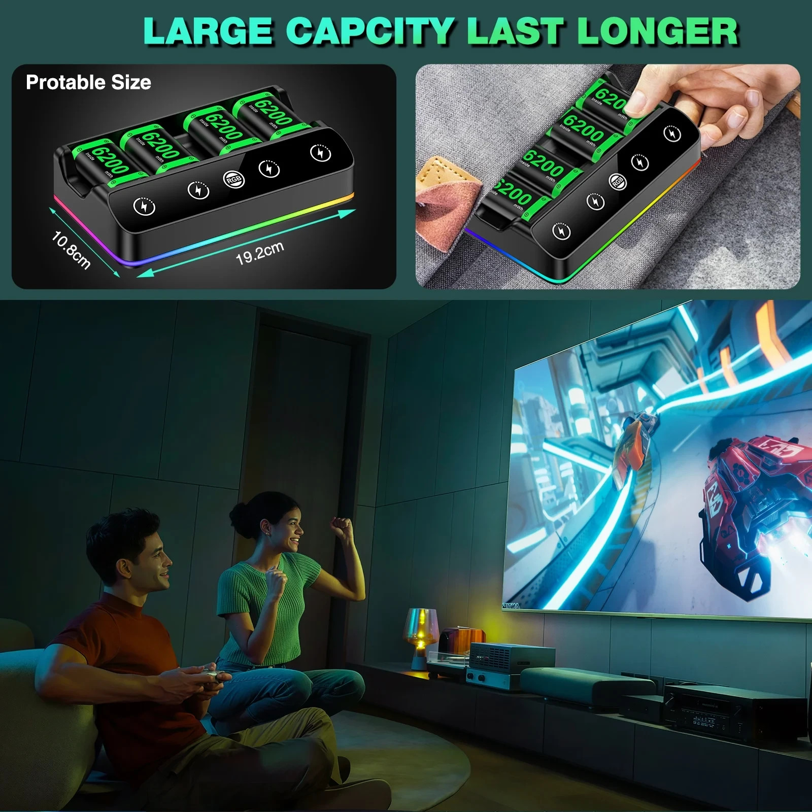 Beboncool Rechargeable Battery Pack for Xbox Series X|S & One Controllers, 4×620