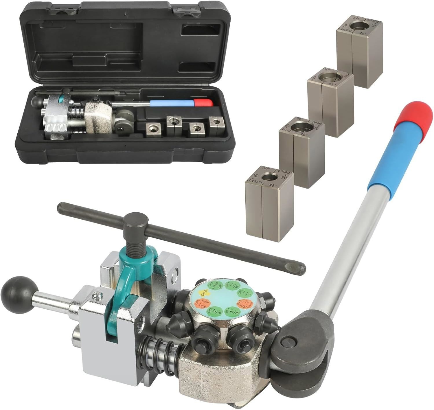 Brake Line Flaring Tool Kit for 45 Degree Single, Double and Bubble Flares 3/16"
