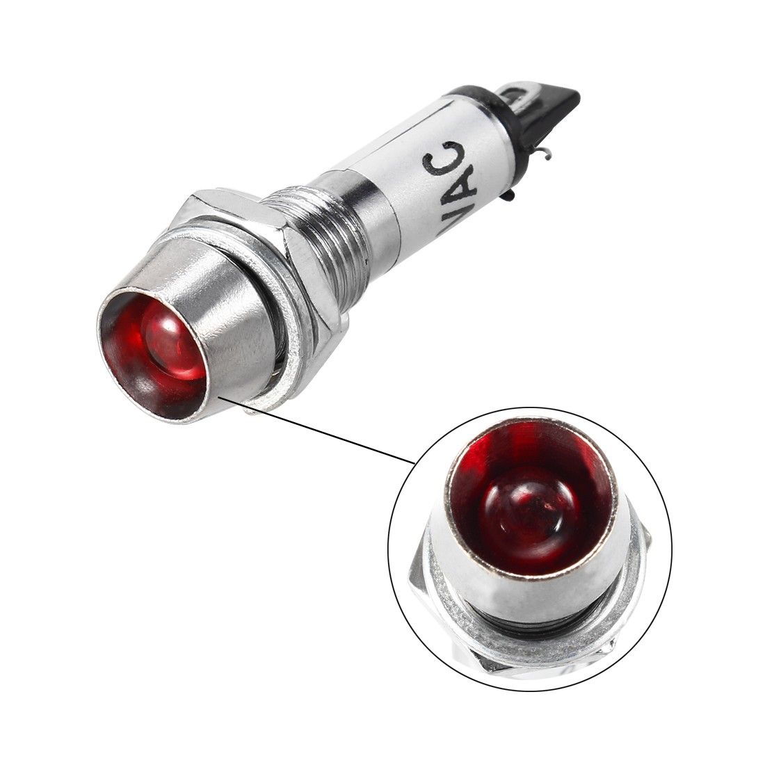4PACK AC 110V Indicator Light Red Metal Shell Panel Mount 5/16" 8mm