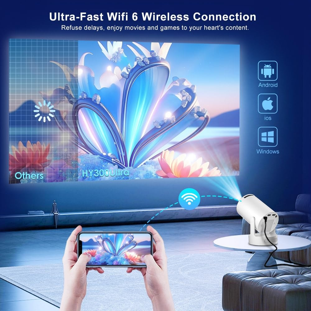 Mini Projector with Wifi and Bluetooth 5.4, Short Throw Projector 4K Support,...