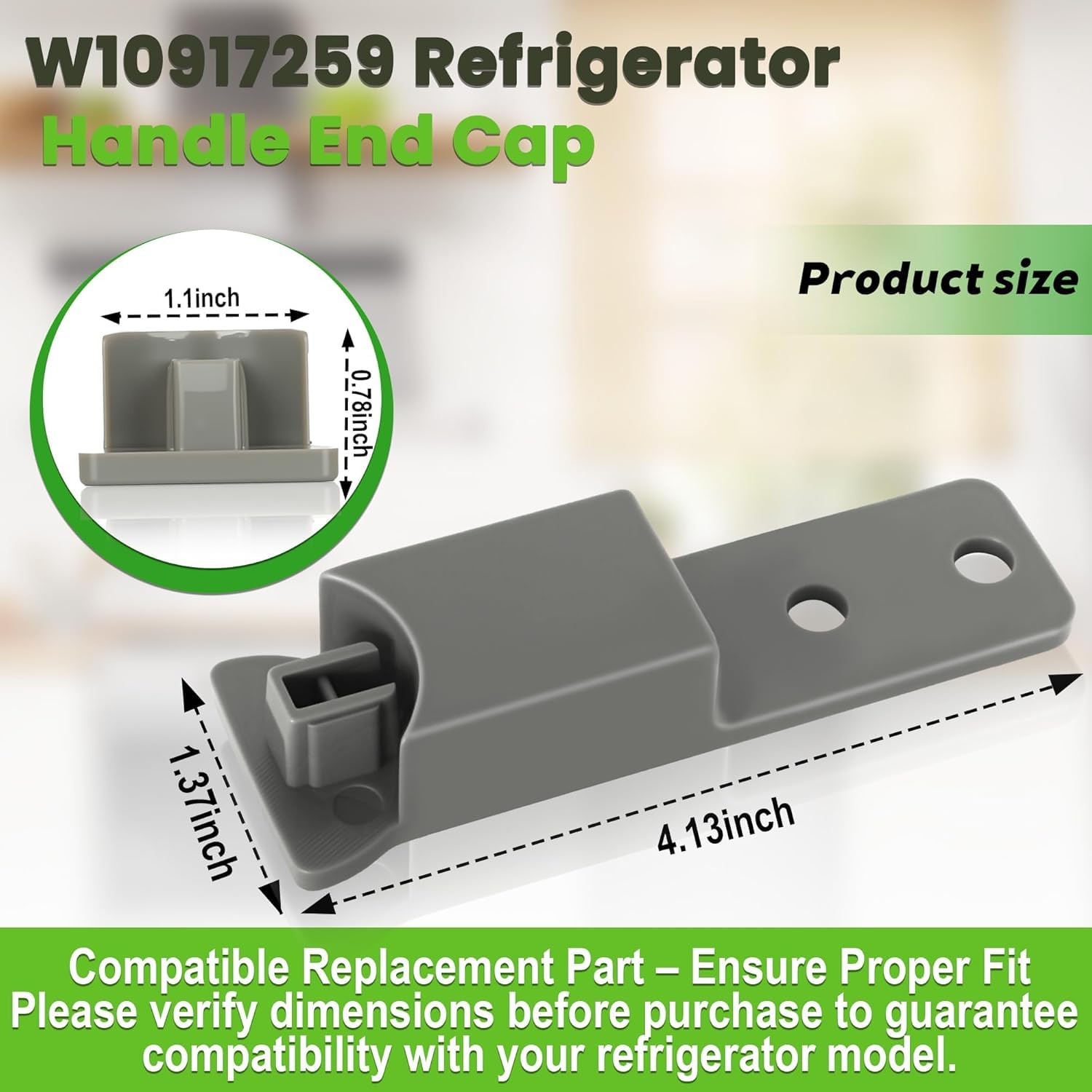 W10917259 Refrigerator Door Handle End Cap 2Pack, Compatible with Whirlpool H...