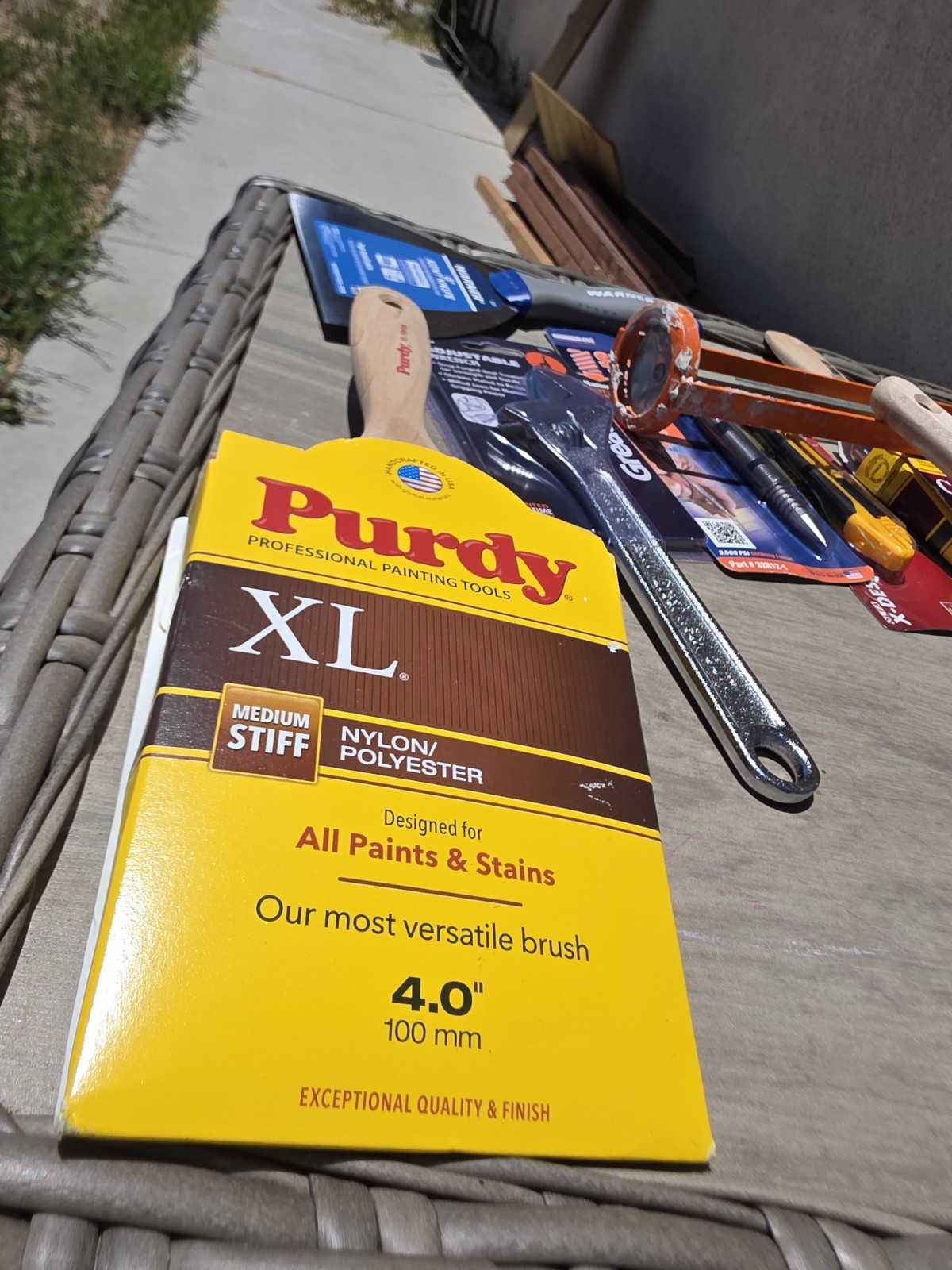 Purdy XL 4 in Flat Paint Brush Medium Stiff Nylon/Polyester Blend
