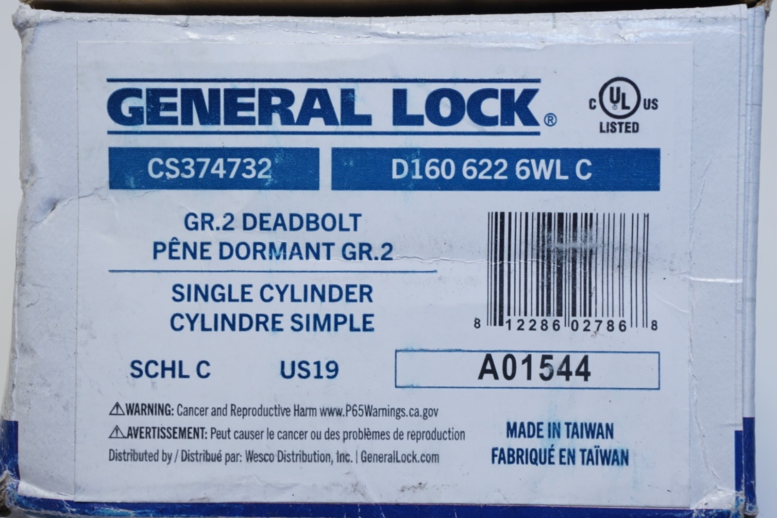 General Lock CS374732 Grade 2, Function: Deadbolt Single Cylinder Black ShipFREE