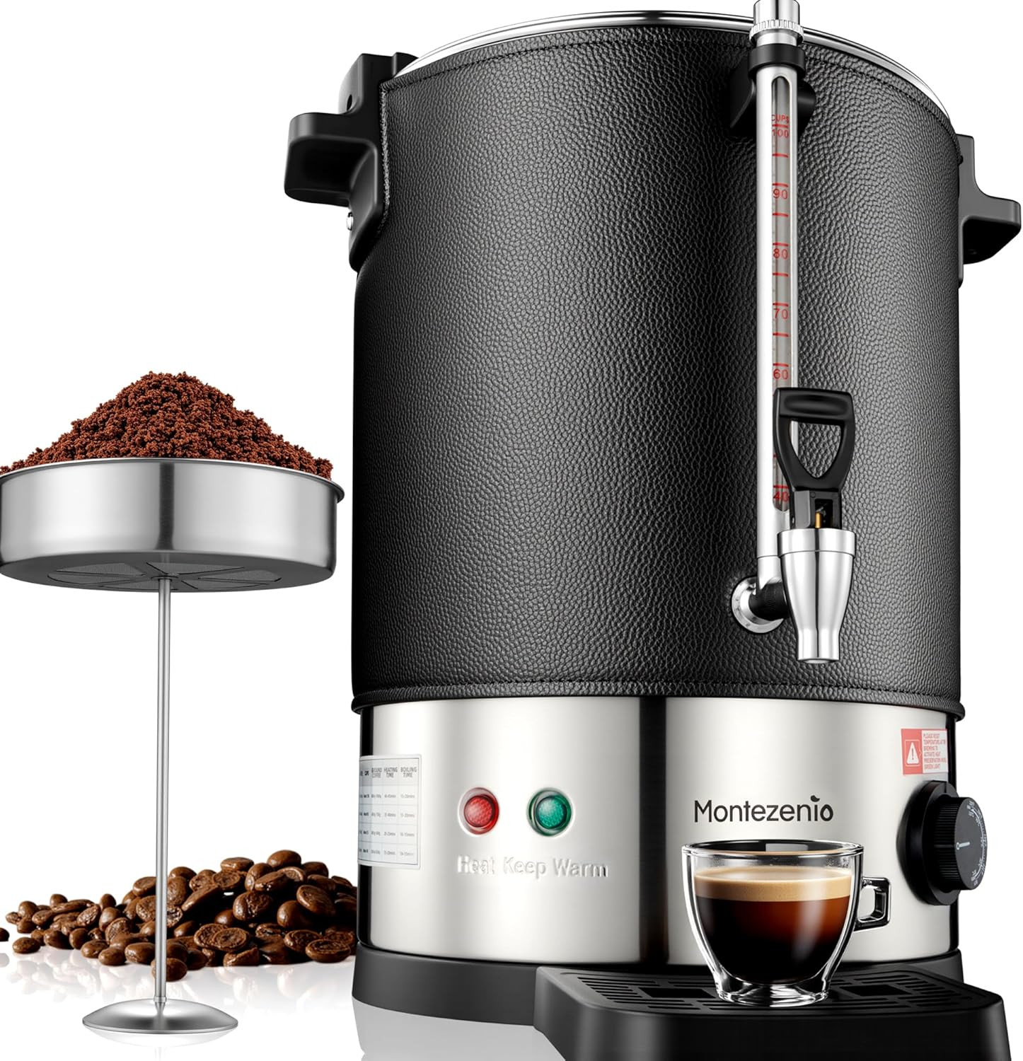100 Cup Coffee Maker Machine Urn - Large Percolator Pot Dispenser with Double-Wa
