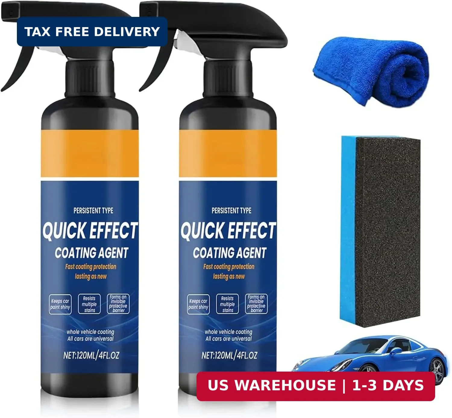 Car Quick Coating Spray, 2-Pack, Advanced Paint Protection, Vehicle Detailing Sh