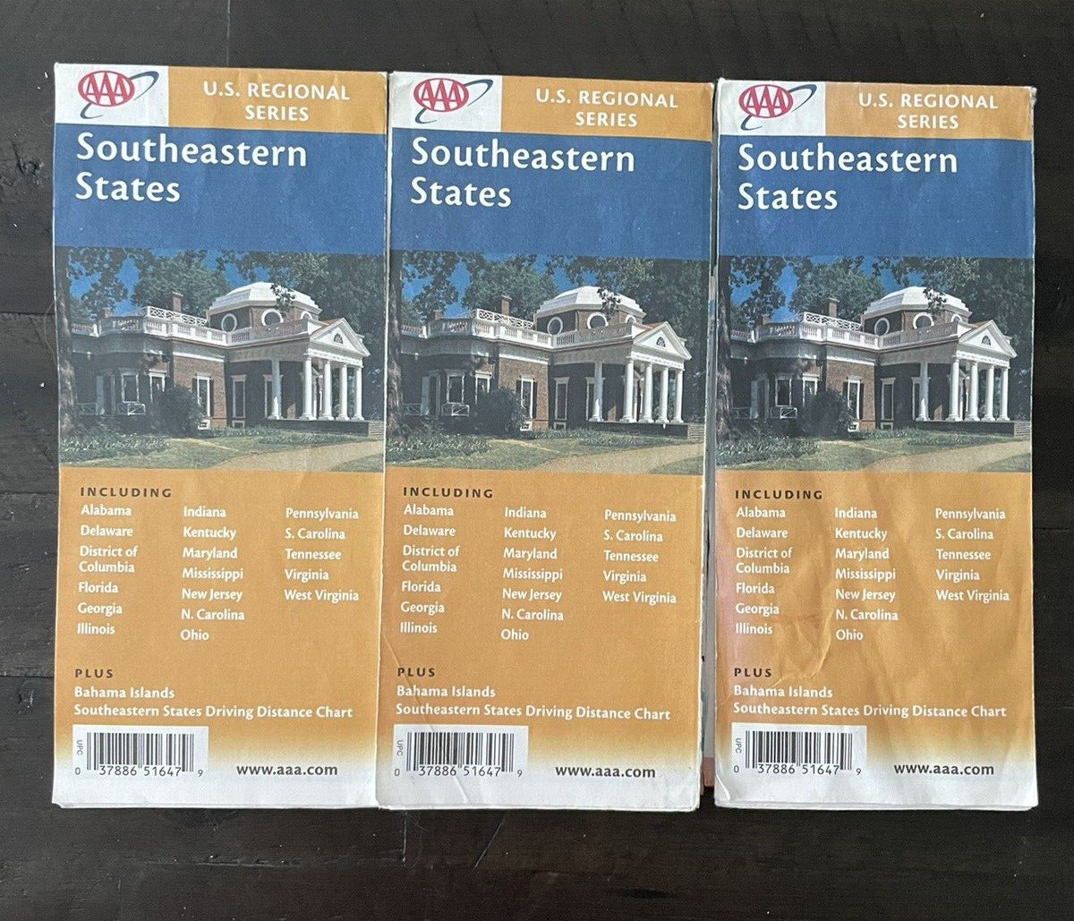 AAA US Regional Series Southeastern States Map Bahamas Used
