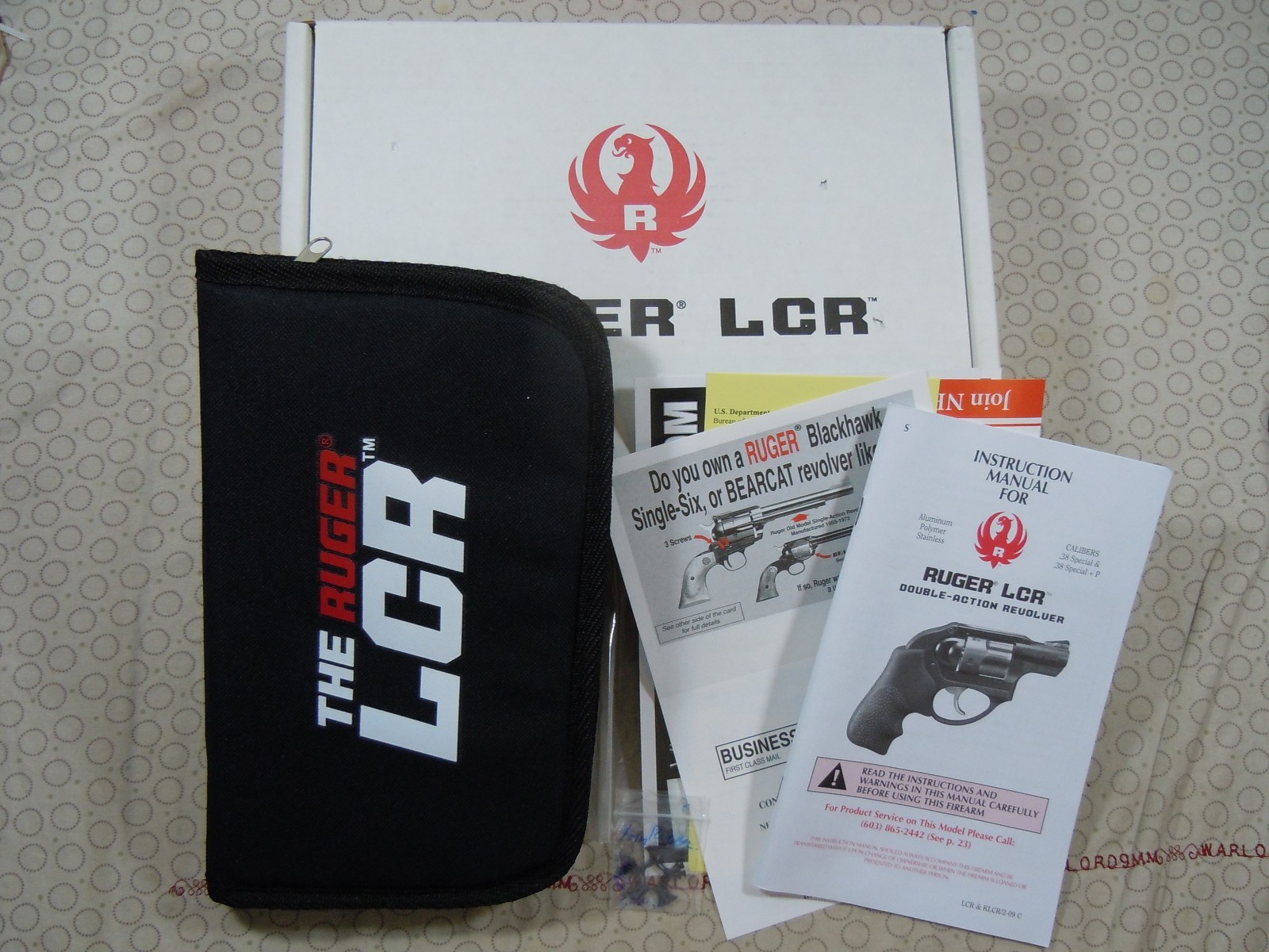 RUGER KLCR-9  FACTORY CARDBOARD BOX WITH MANUAL - 96440.