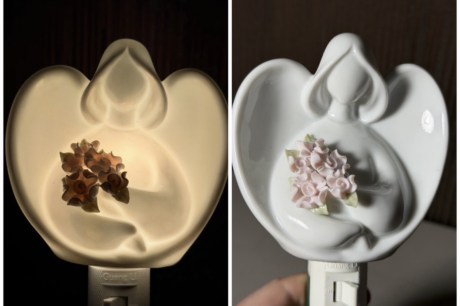 Elegant Porcelain-Inspirational Angel Holding Roses Nightlight- Appletree Design