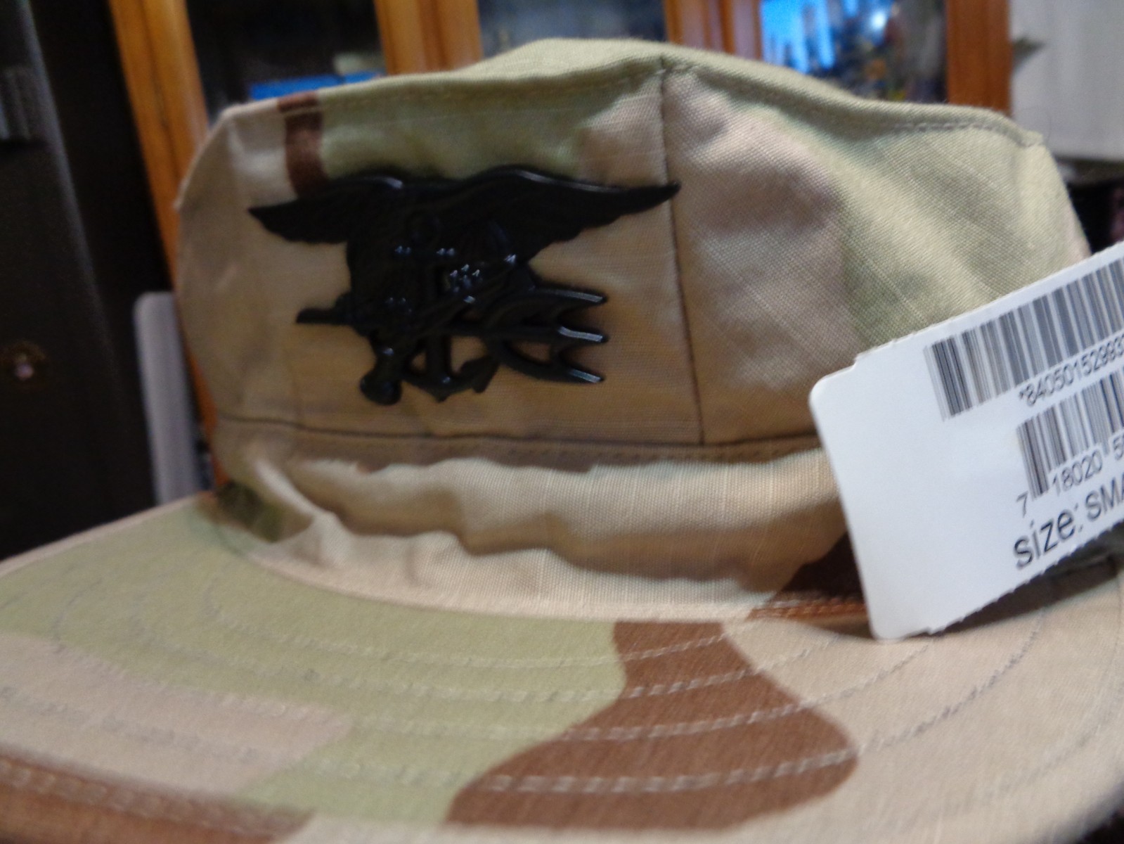 8 POINT COVER SEAL SUBDUDED TRIDENT DEVICE HAT CAP TRI COLOR TAN SWCC SMALL NWT