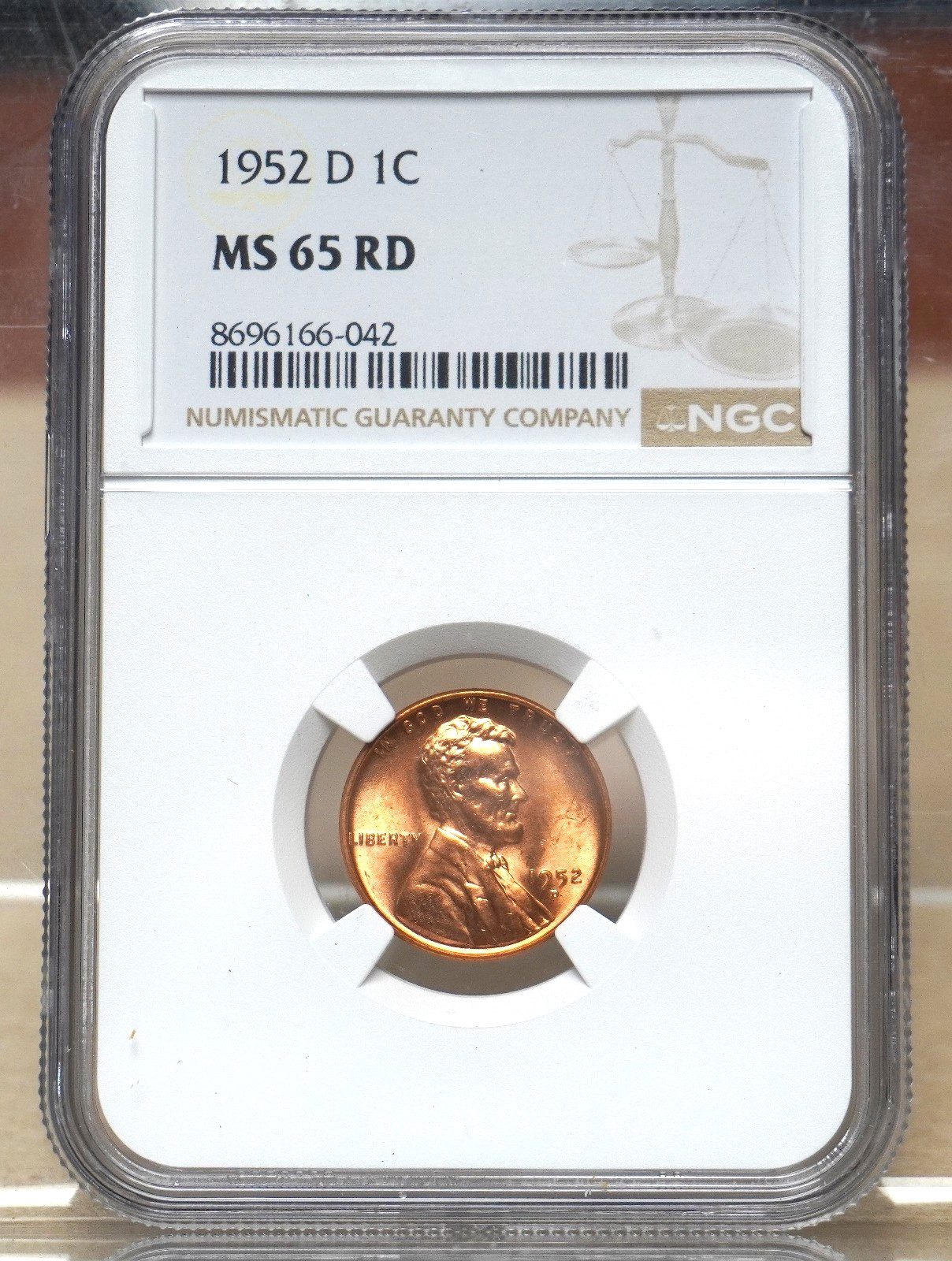1952-D LINCOLN WHEAT CENT NGC MS65RD