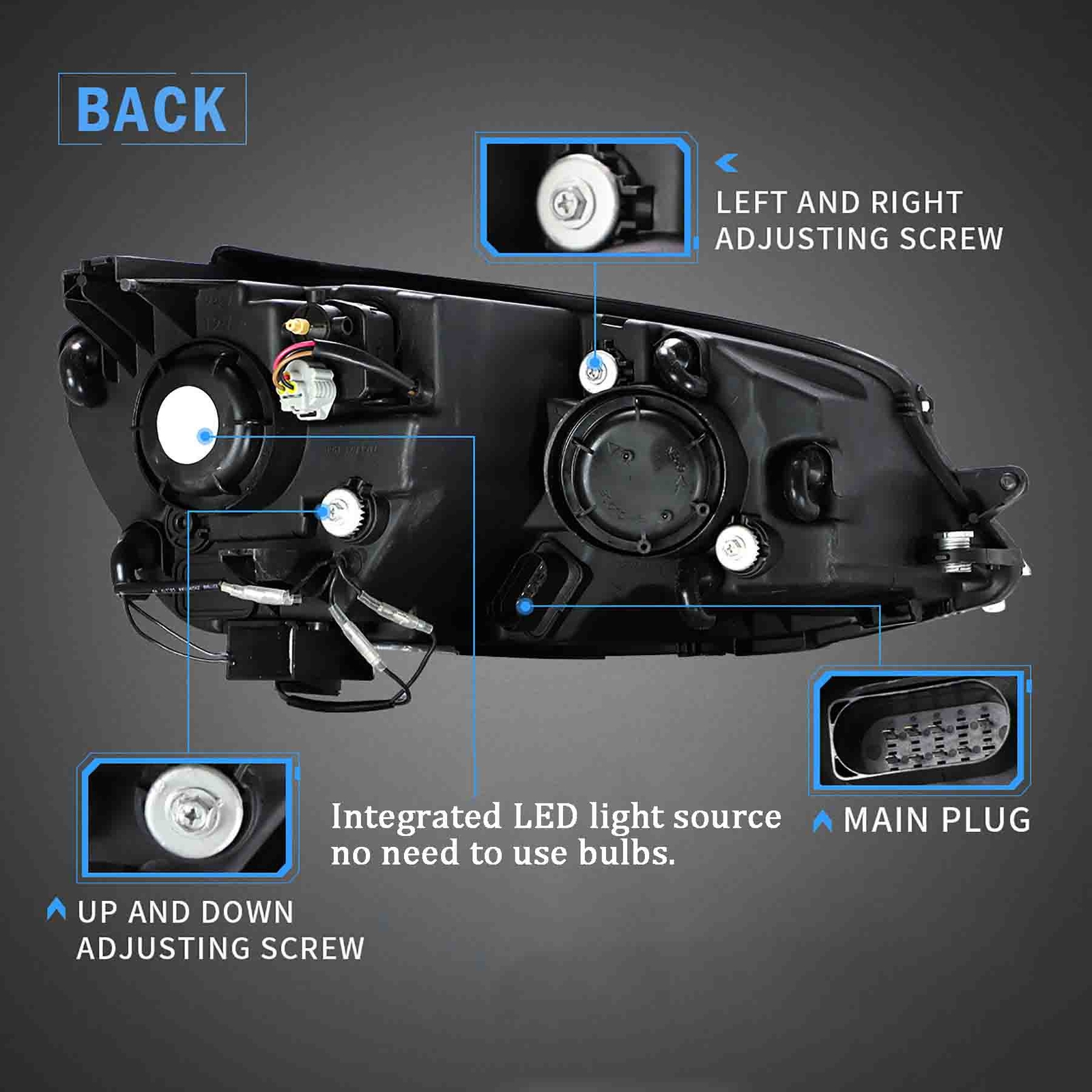4pcs FULL LED Projector Headlights+Red Tail Light For VW Golf 7 MK7& GTI 2015-17