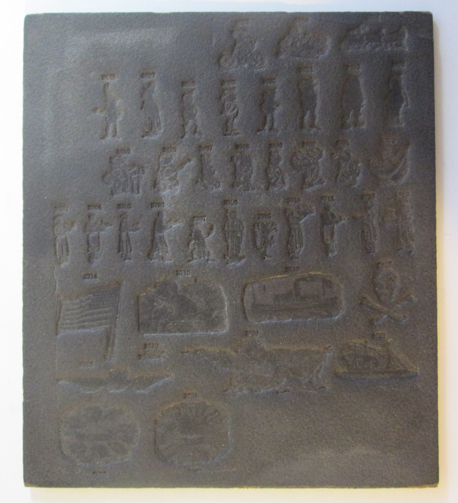 Vintage Stamp Mold many images: People Flag Boat Pirate made of Hard Fiber Board