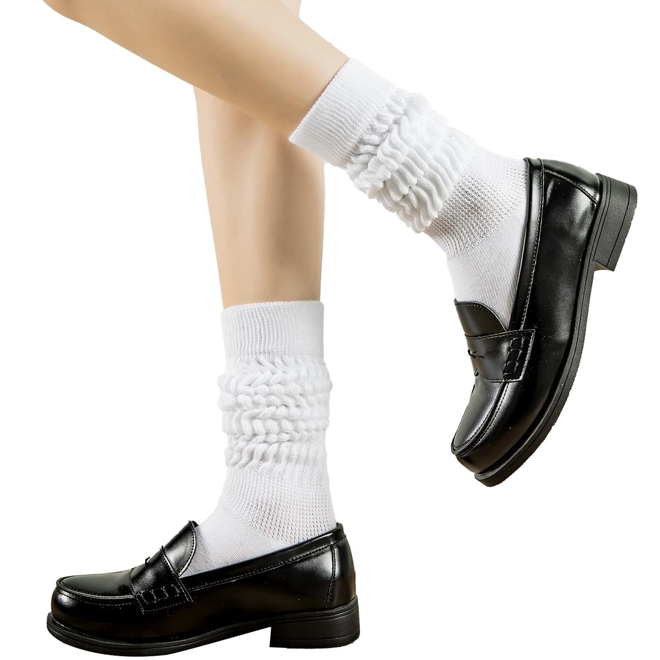 diputox Slouchy Socks Women Slouch Scrunch Knee High Boot Medium, White02