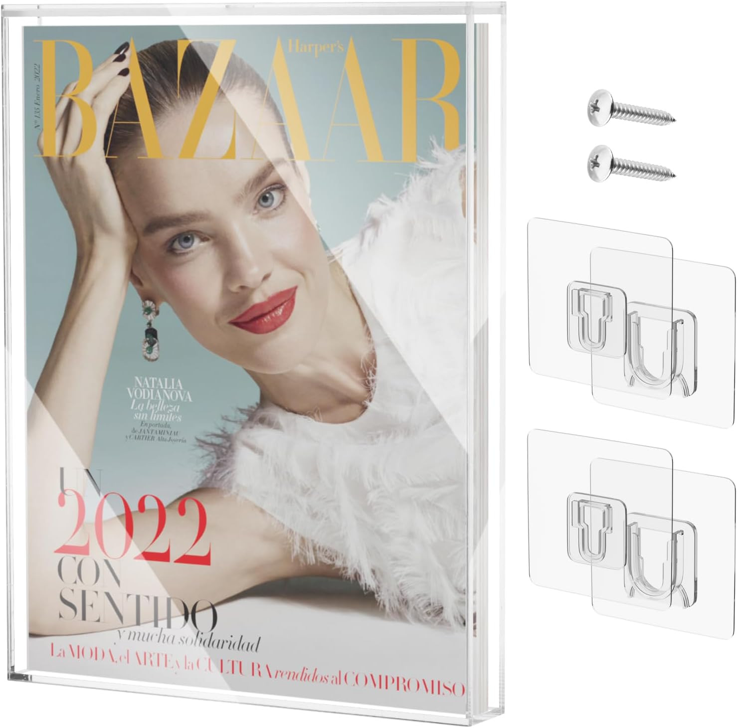 Clear Display Case for Magazine Book, Acrylic Magazine Book Frame Wall Mount, Co