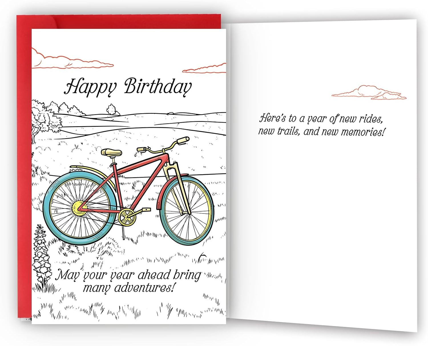Funny Birthday Bicycle Card Gift for Men Women | Premium 8X5.3 Inch Cardstock wi