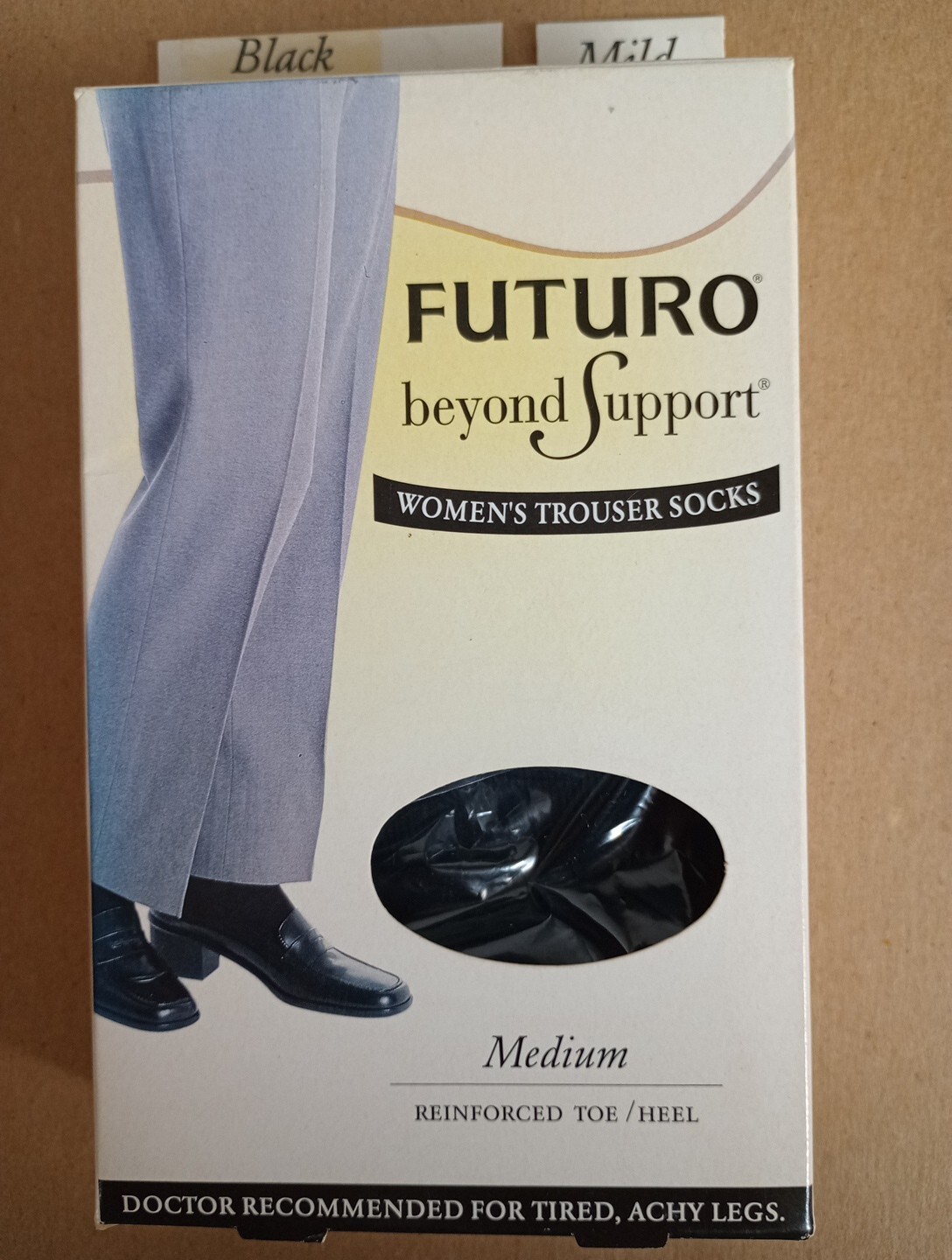 Futuro Beyond Support Women's Trouser Socks Size Medium Color Black 8-15 Mm