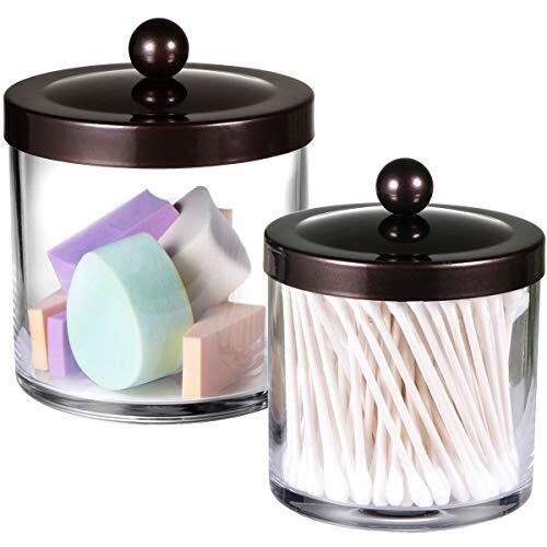 Premium Quality Plastic Apothecary Jars - Qtip Holder  Assorted Colors , Sizes