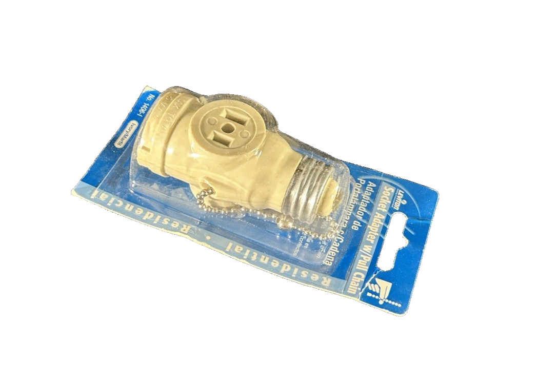 🔥Leviton 1406-I Polarized Lamp Holder Adapter w/ Pull Chain & 2 Outl ~ 10 Units