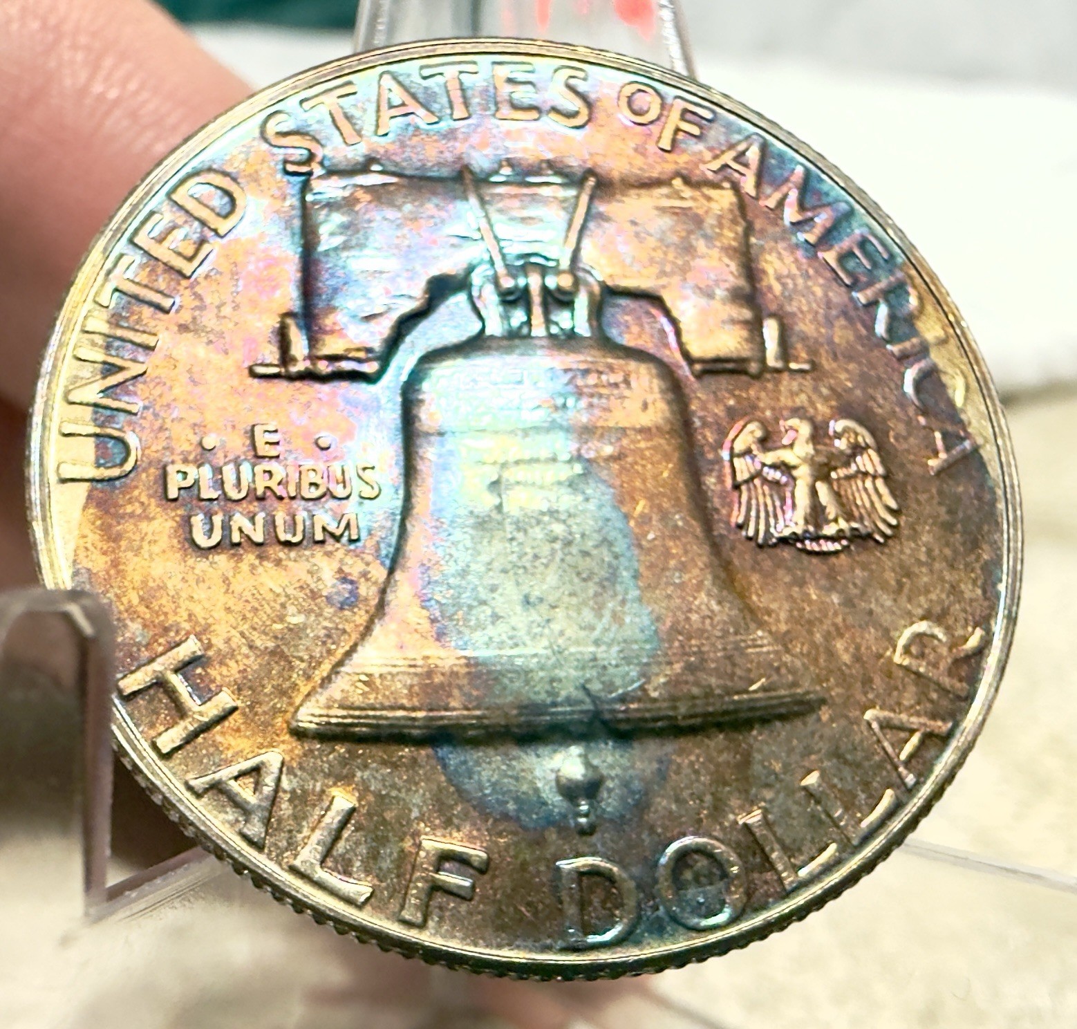 1963 Franklin Half Dollar Pristine Gem Proof Rainbow Toned