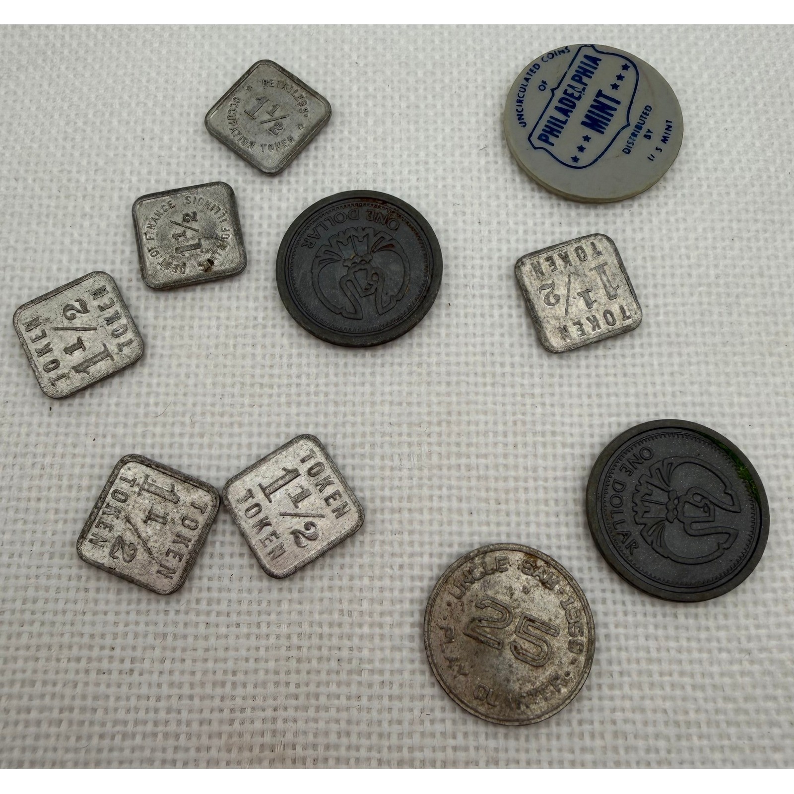 Vintage Illinois Tax Tokens 1 1/2 Uncle Sam Play Money Philadelphia Mint Lot