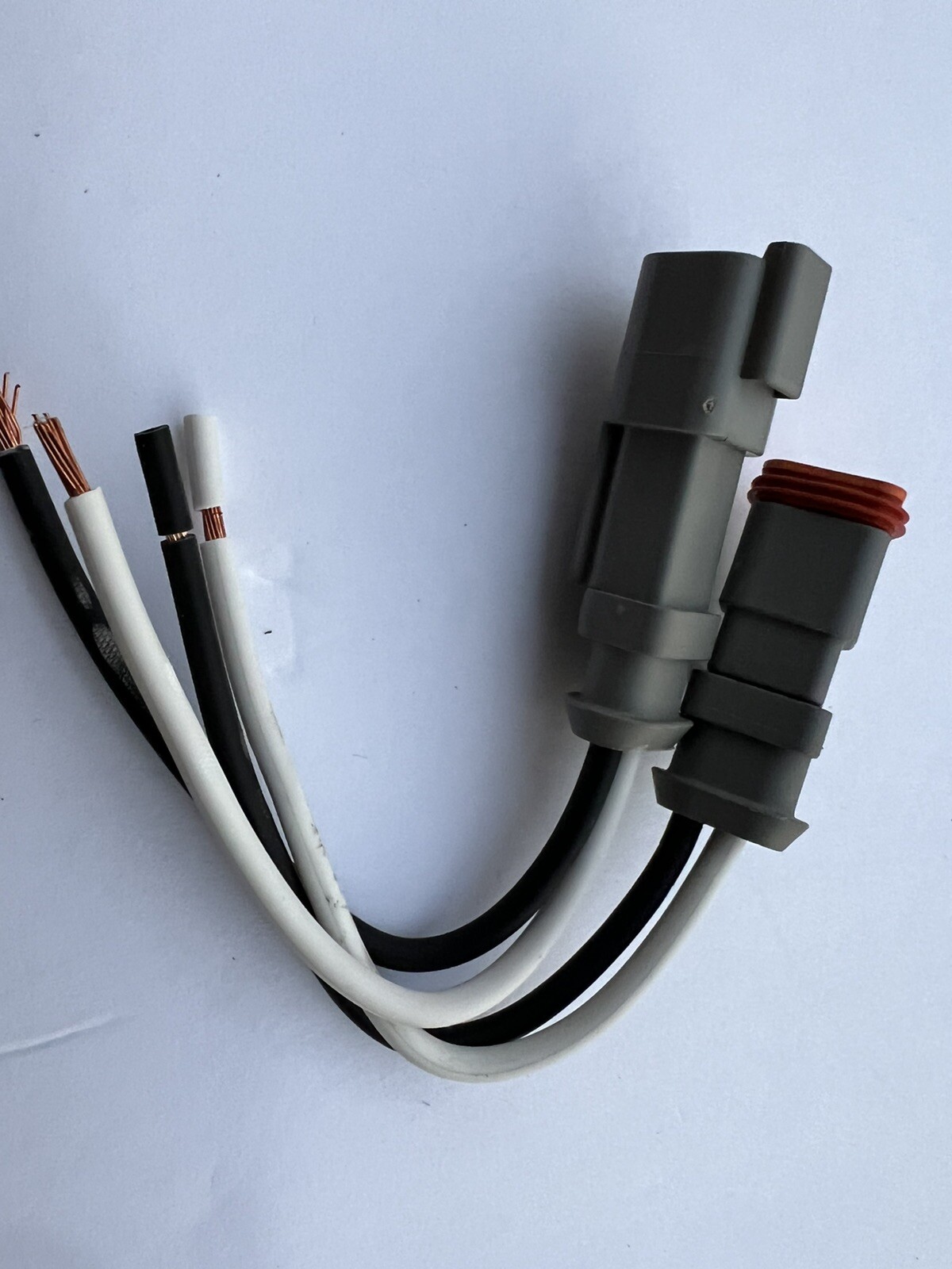 12 AWG Grey Assembled Deutsch 2 Pin waterproof connector 6" wire-black E008
