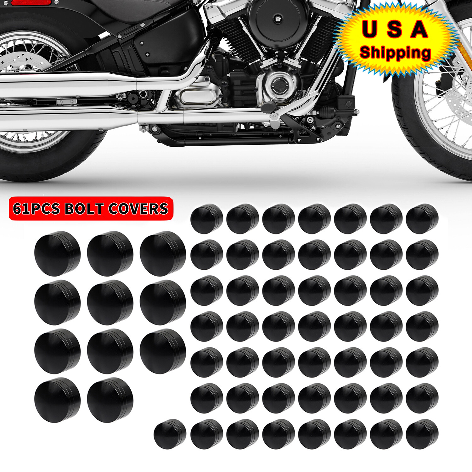 Black Topper Bolt Caps Screw Covers Kit Fit For Harley Twin Cam Softail Fat Boy