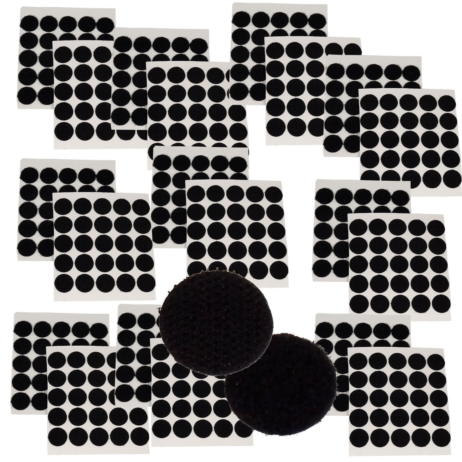 250 Sets Hook & Loop Fastener Coins Dots Adhesive-Backed 20mm Free Ship BLACK
