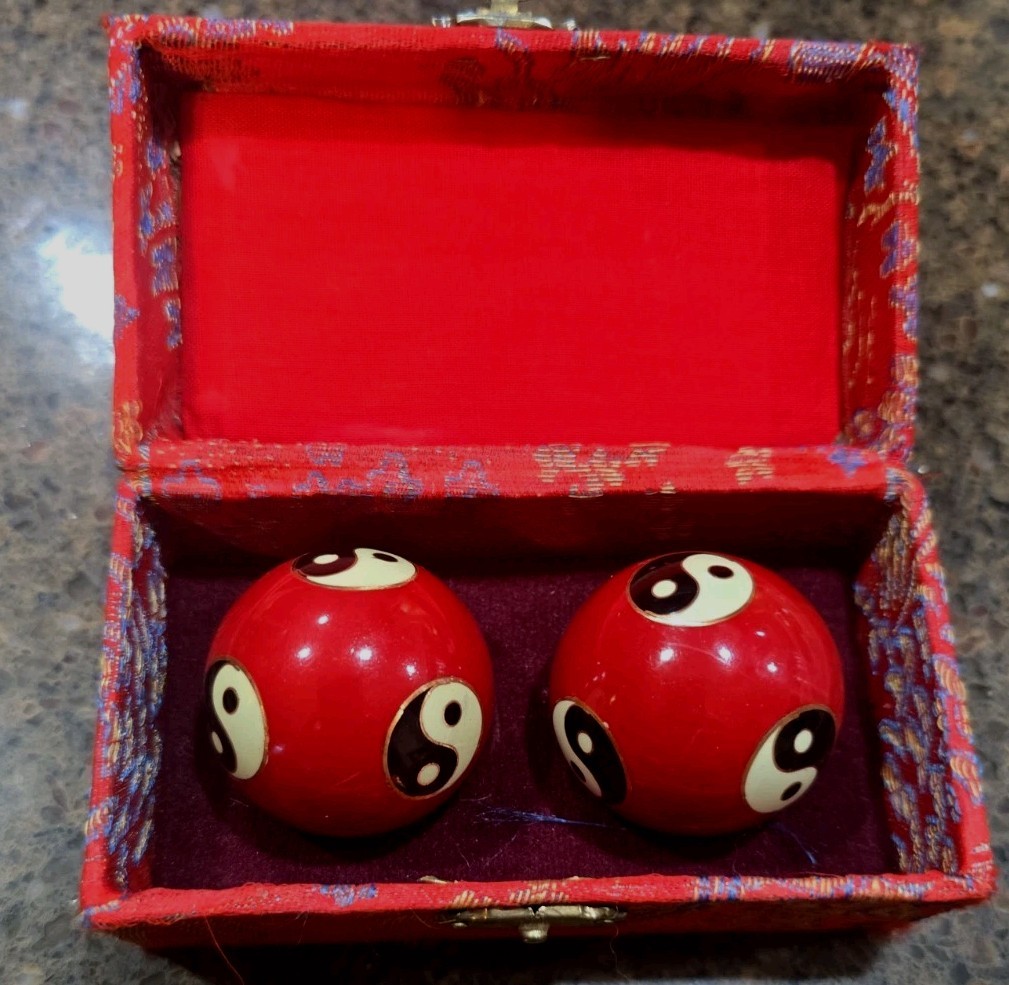 Baoding Balls Chinese Health Massage Exercise Stress Balls - Red YinYang #3