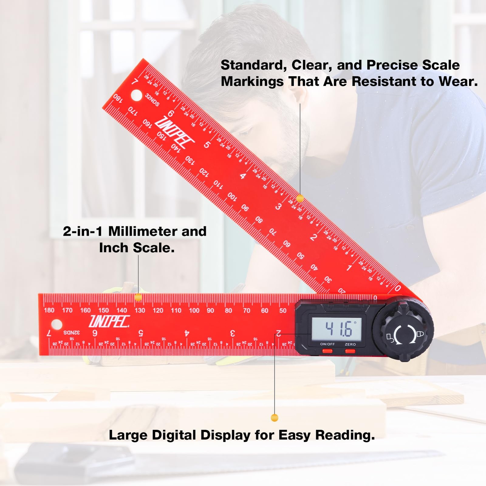 Digital Angle Finder Protractor 7 Inch 200mm LCD Measuring Tool Woodworking Carp