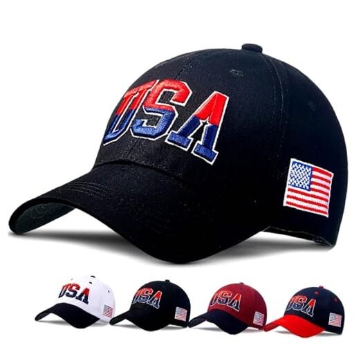 American Flag Patriotic Baseball Cap | One Size American Usa Flag - Black