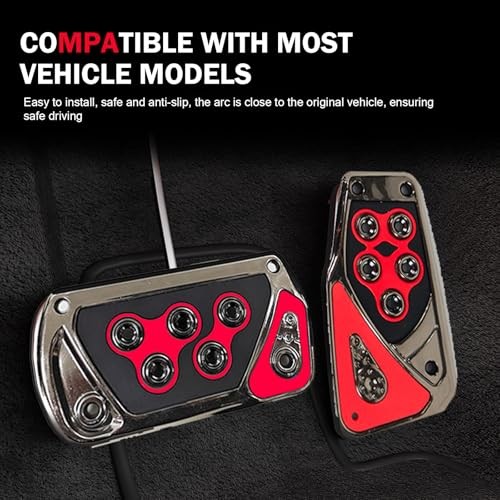 Car Pedal Pads, Automatic Transmission Brake and Accelerator Pedal 2 PCS Red
