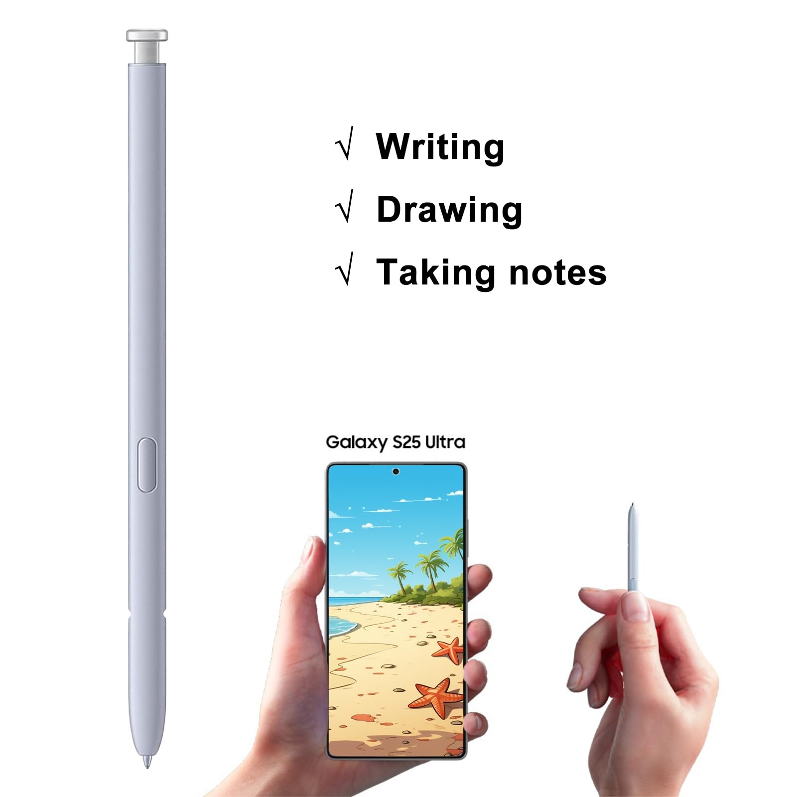 Galaxy S25 Ultra S Pen Replacement for Samsung Light Silver
