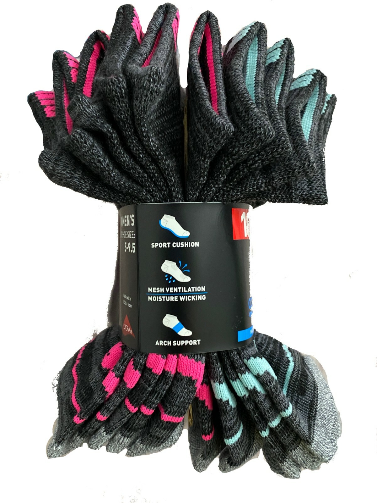 NEW PUMA WOMEN'S NO SHOW SOCKS 10 PAIR SIZE 5-9.5 MOISTURE CONTROLS