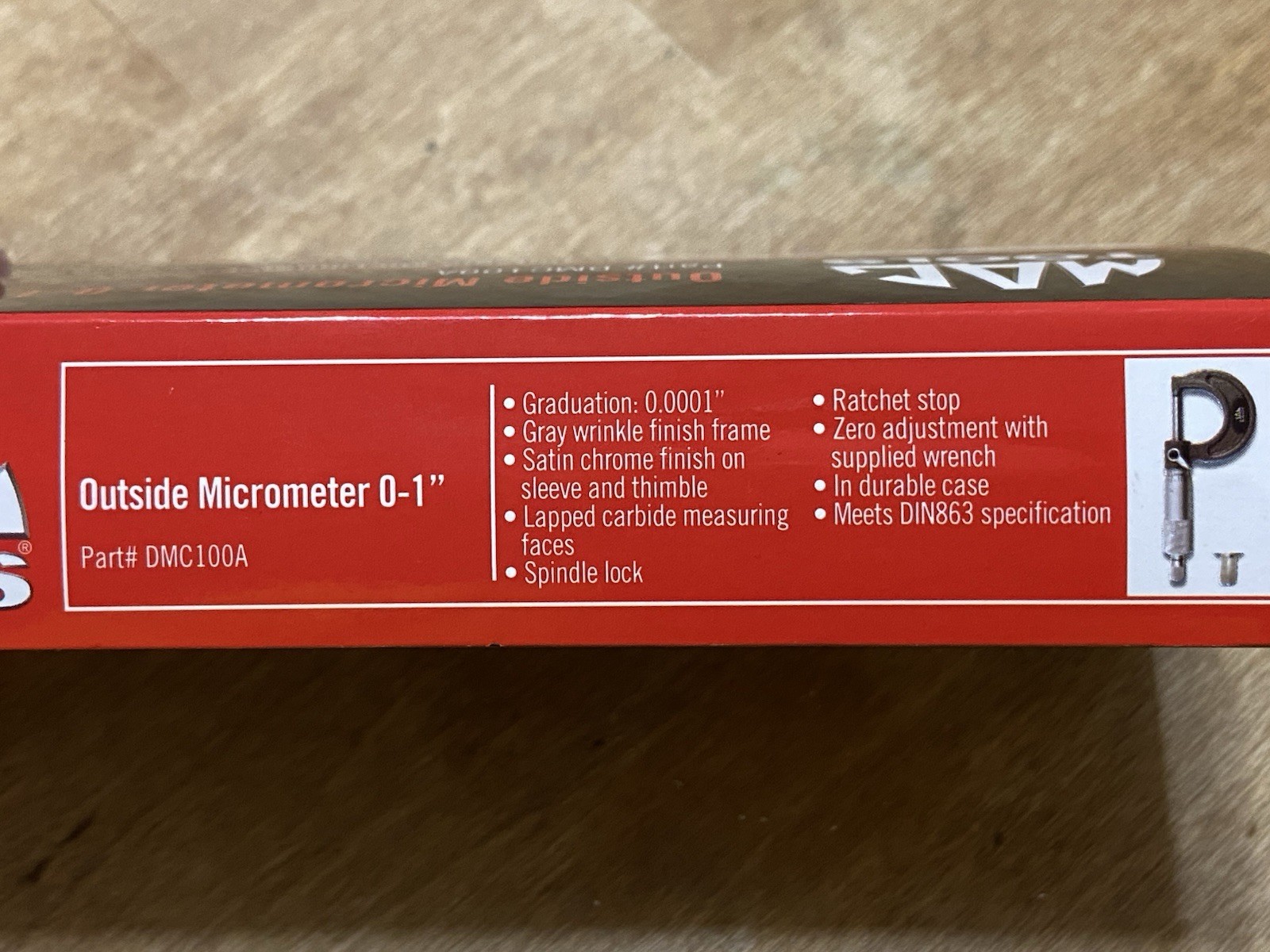 Mac Tools DMC100A Micrometer 0-1" NEW