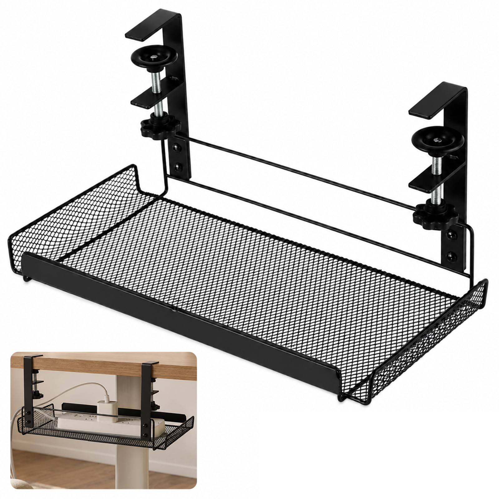 Joyoolife Under Desk Cable Management Tray, No Drill Under Desk Shelf