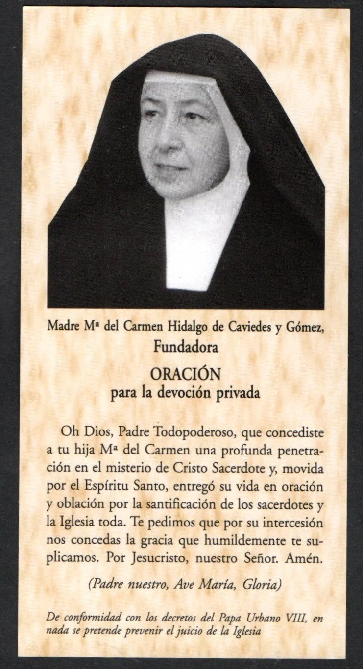 Holy card de la Venerable Sor M. del Carmen santino image pieuses estampa