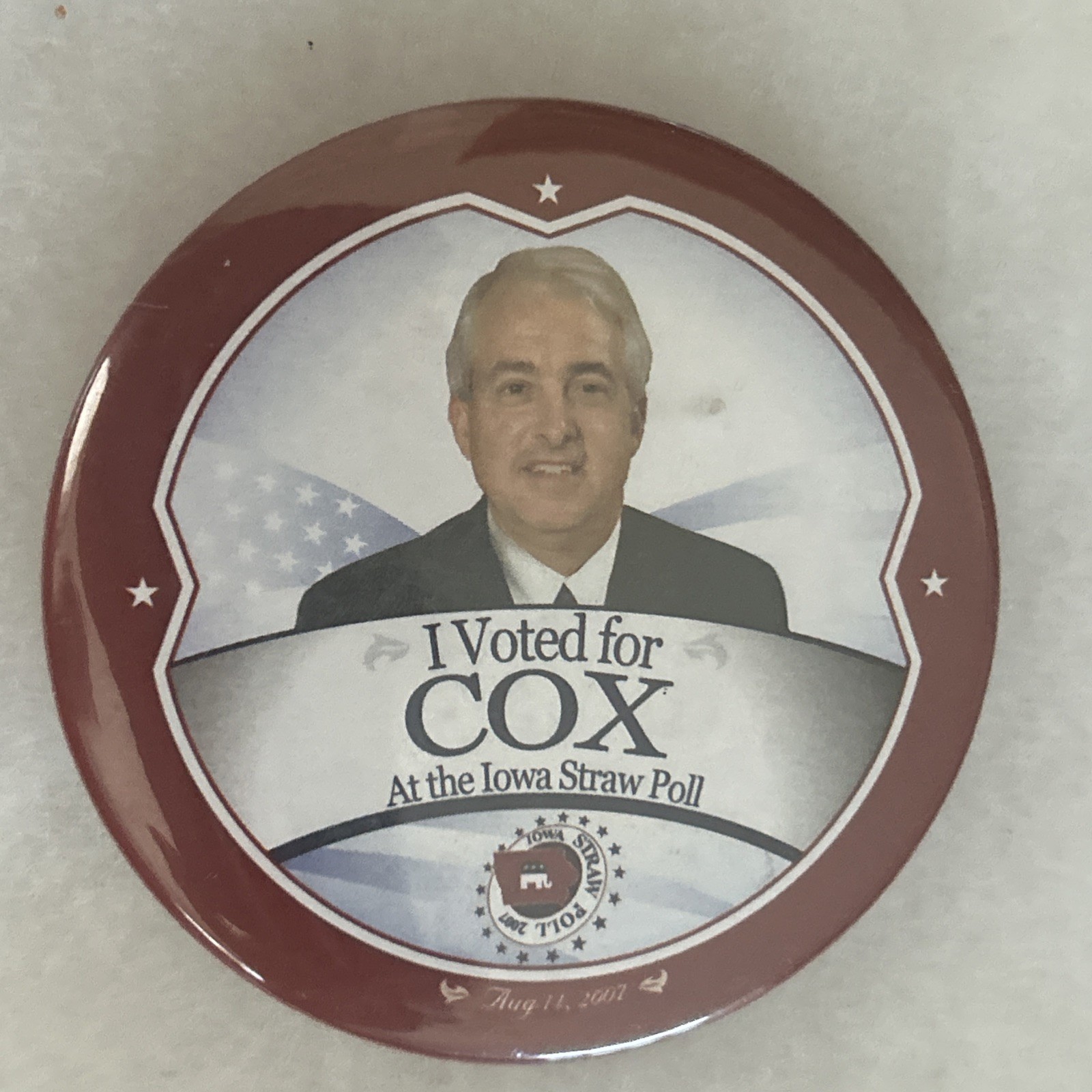 I Voted for COX At the Iowa Straw Poll  3” pinback button pin