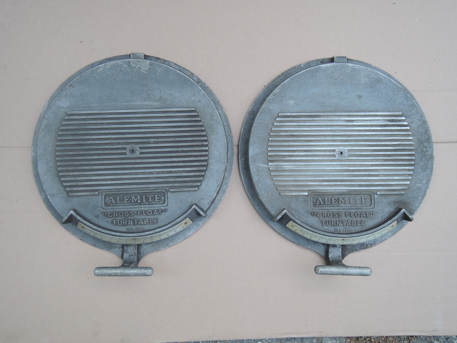 VINTAGE Set of Used ALEMITE "CROSS FLOAT" Wheel Alignment TURNTABLES