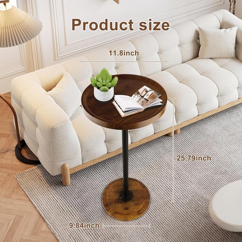 Modern Round Side Table Chic Wood Grain Versatile End Table Portable Setup New