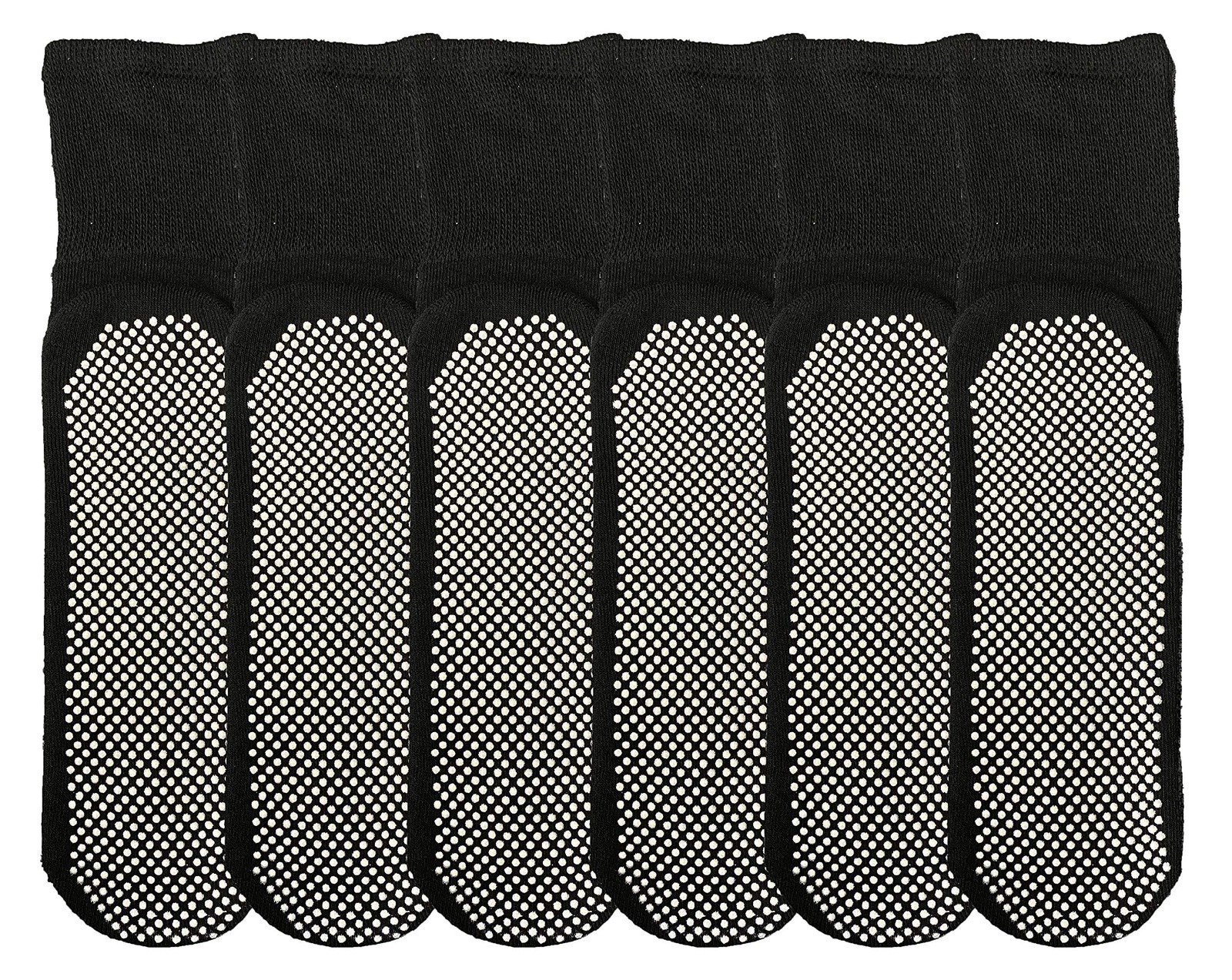 6 PK Loose Fit Gripper Diabetic Slipper Black Socks,Hospital Sock (WOMENS (9-11)