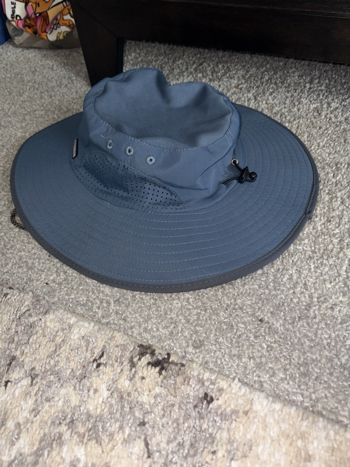 Mission Blue Wide Brim Camping Hiking Hat Polyester Chin Strap Ventilation