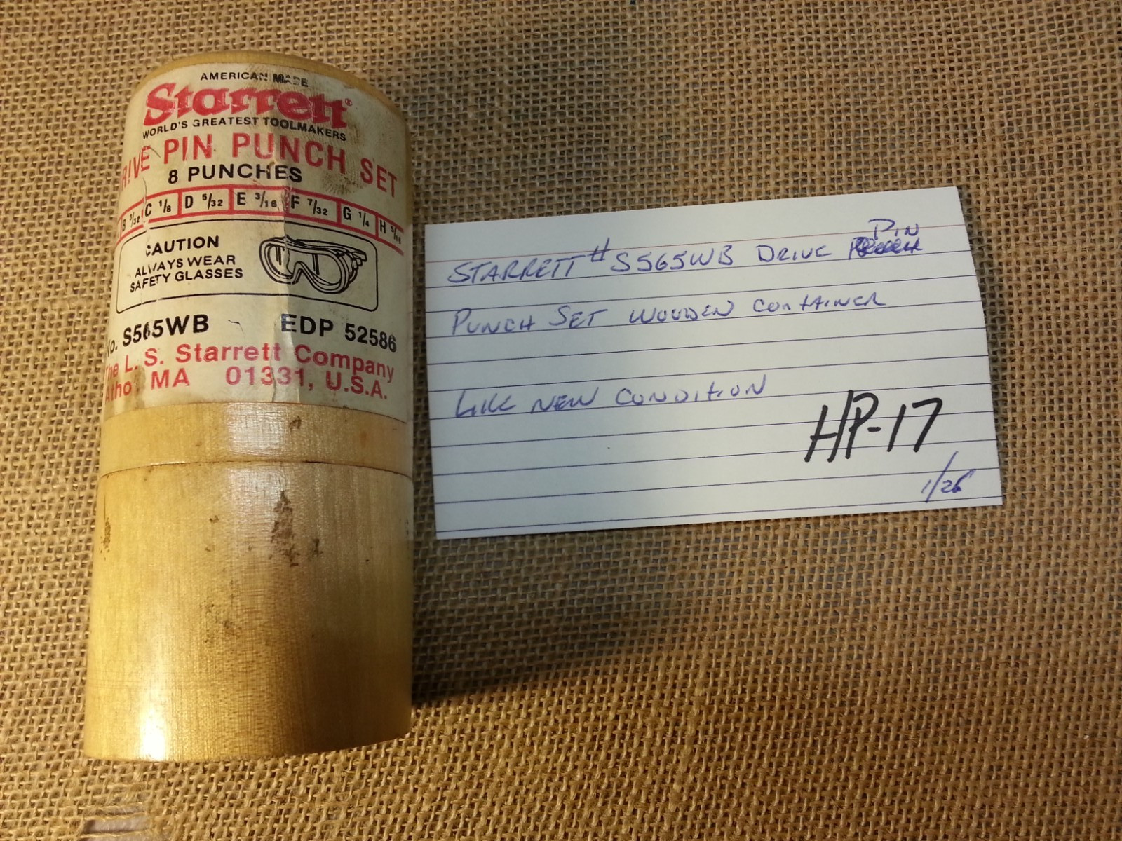 Starrett #S565WB Drive Pin Punch Set Wooden Case