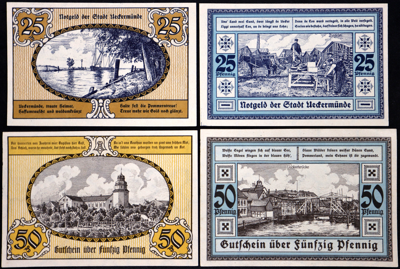 UECKERMÜNDE 1921 RARE Complete Series German Notgeld