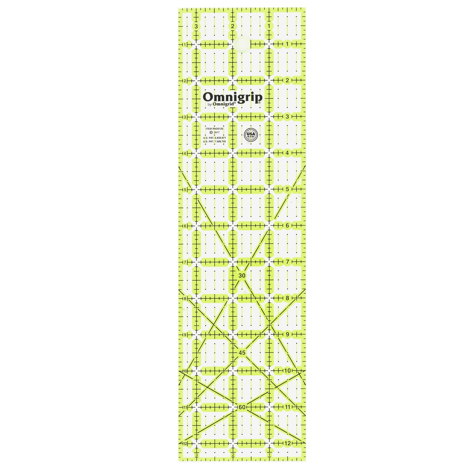 Omnigrip 3-1/2" x 12-1/2" Non-Slip Rectangle Quilting 3.5" x 12.5", Clear