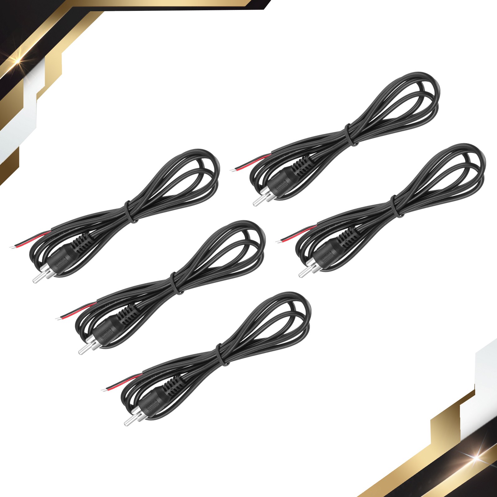 5 x Speaker RCA Male Plugs Jack to Bare Wire Open End Cable Adapter 1m
