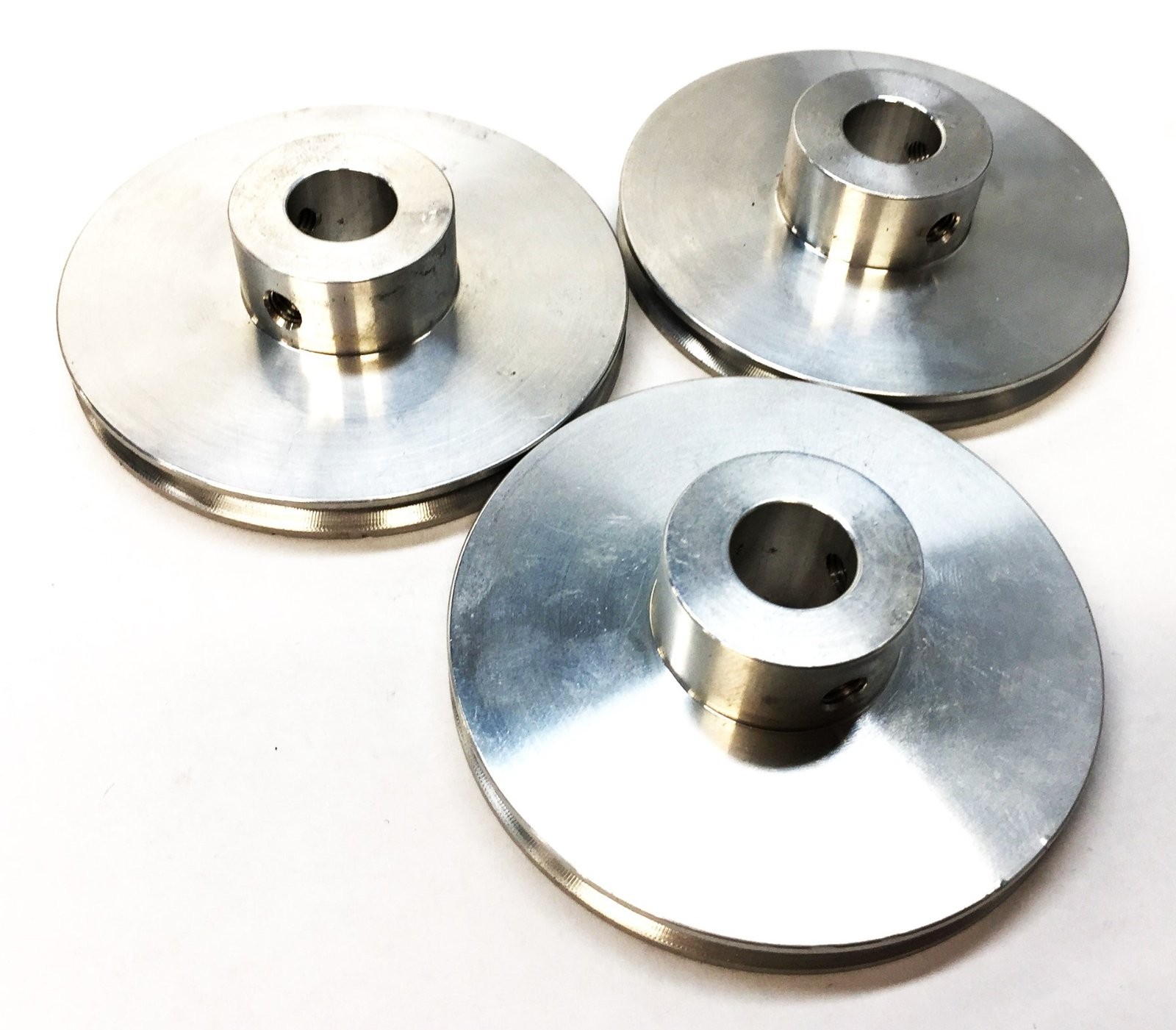 Unbranded 2-1/2" OD Aluminum 2mm V-Belt Pulley w/.5" Bore Hole [Lot of 3] NOS